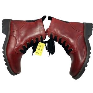Fly London Red lace up Ragi red combat boots